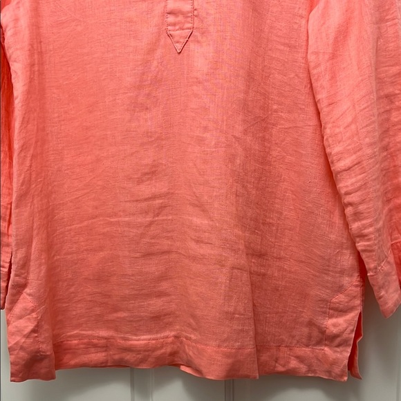 Lilly Pulitzer 100% Linen Salmon Pink Collared Long Sleeve Blouse - Size Small - Picture 5 of 13